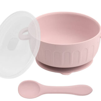 silicone bowl, lid, utensils