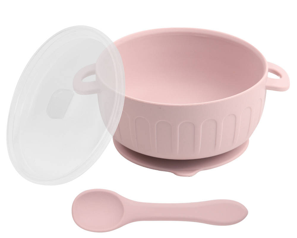 silicone bowl, lid, utensils
